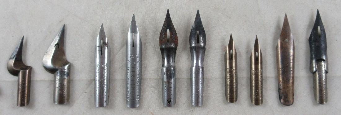 10 Various Vintage Fountain Pen Nibs: Iridium, R. Esterbrook, A.C. Jennings, Spencerian IBT & Co., Spencerian Platnum, Leon Isaacs,