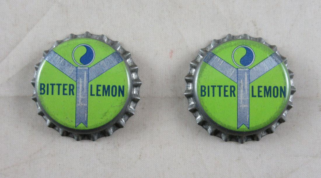 Lot of 2 Cork Lined Pequot Bitter Lemon Soda Bottle (1 of 2)