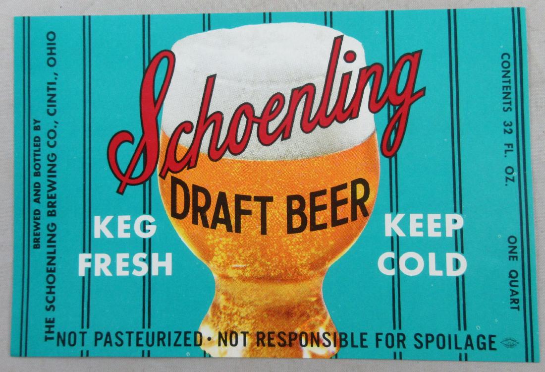 Schoenling Draft Beer Label. KEG FRESH KEEP COLD. (1 of 1)
