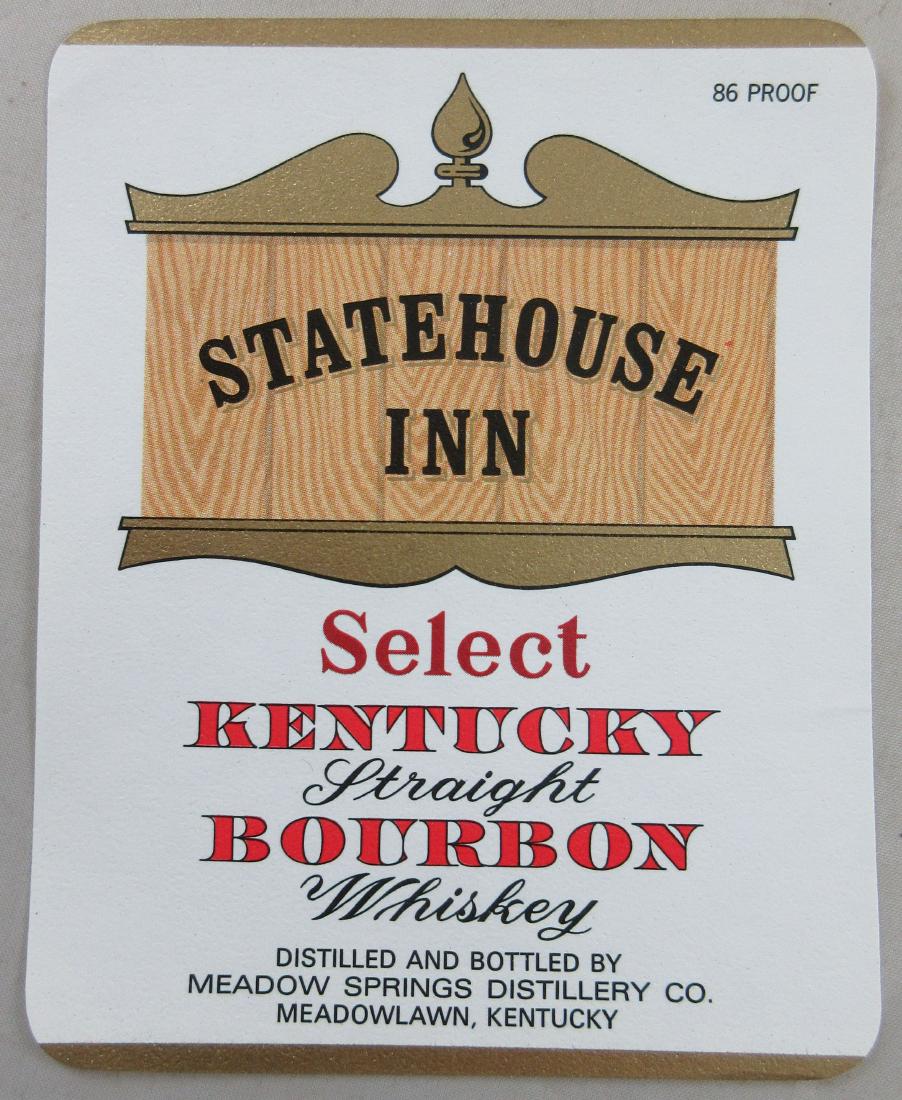 Statehouse Inn Kentucky Bourbon Whiskey Label. 4-1/2” (1 of 1)