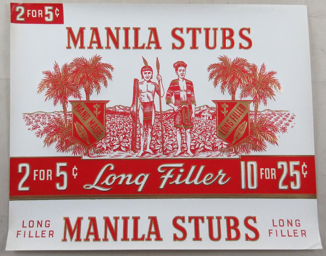 Manila Stubs Cigar Box Label. 8-3/4” wide. c.1920s. (1 of 1)