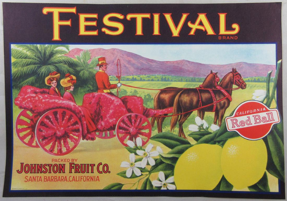 Festival Lemon Crate Label 8-3/4” x 12-1/2” c.1930s (1 of 1)