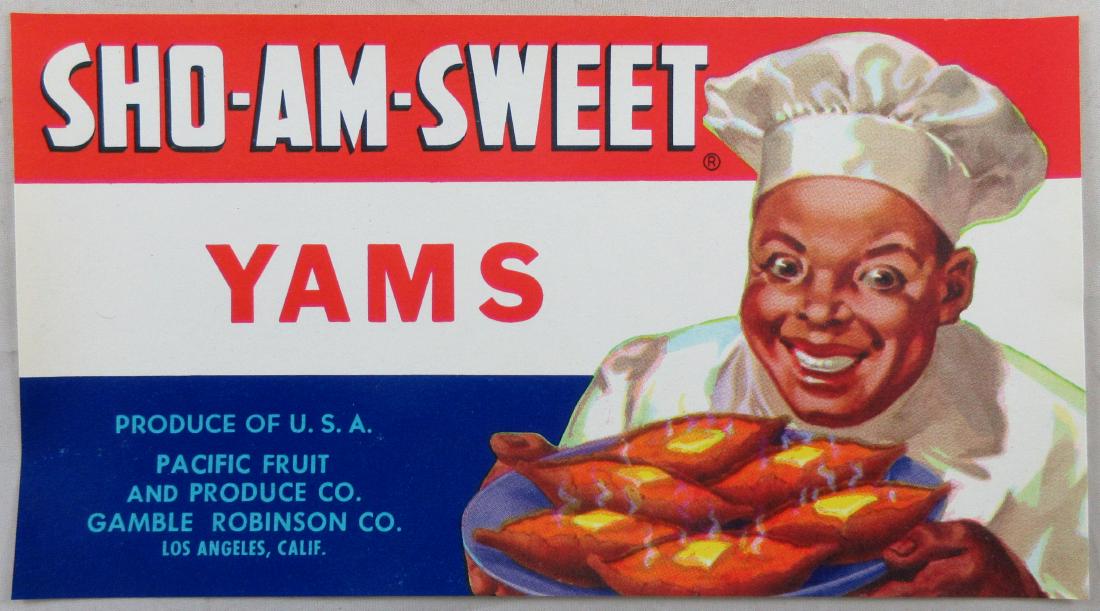 SHO-AM-SWEET Yams Can Label. 7”. c.1940s (1 of 1)