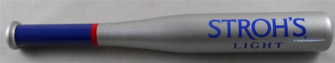 STROHS LIGHT Baseball Bat Beer Tap Handle. New, Old: STROHS LIGHT Baseball Bat Beer Tap Handle. NOS. In original packaging. 12.5"L