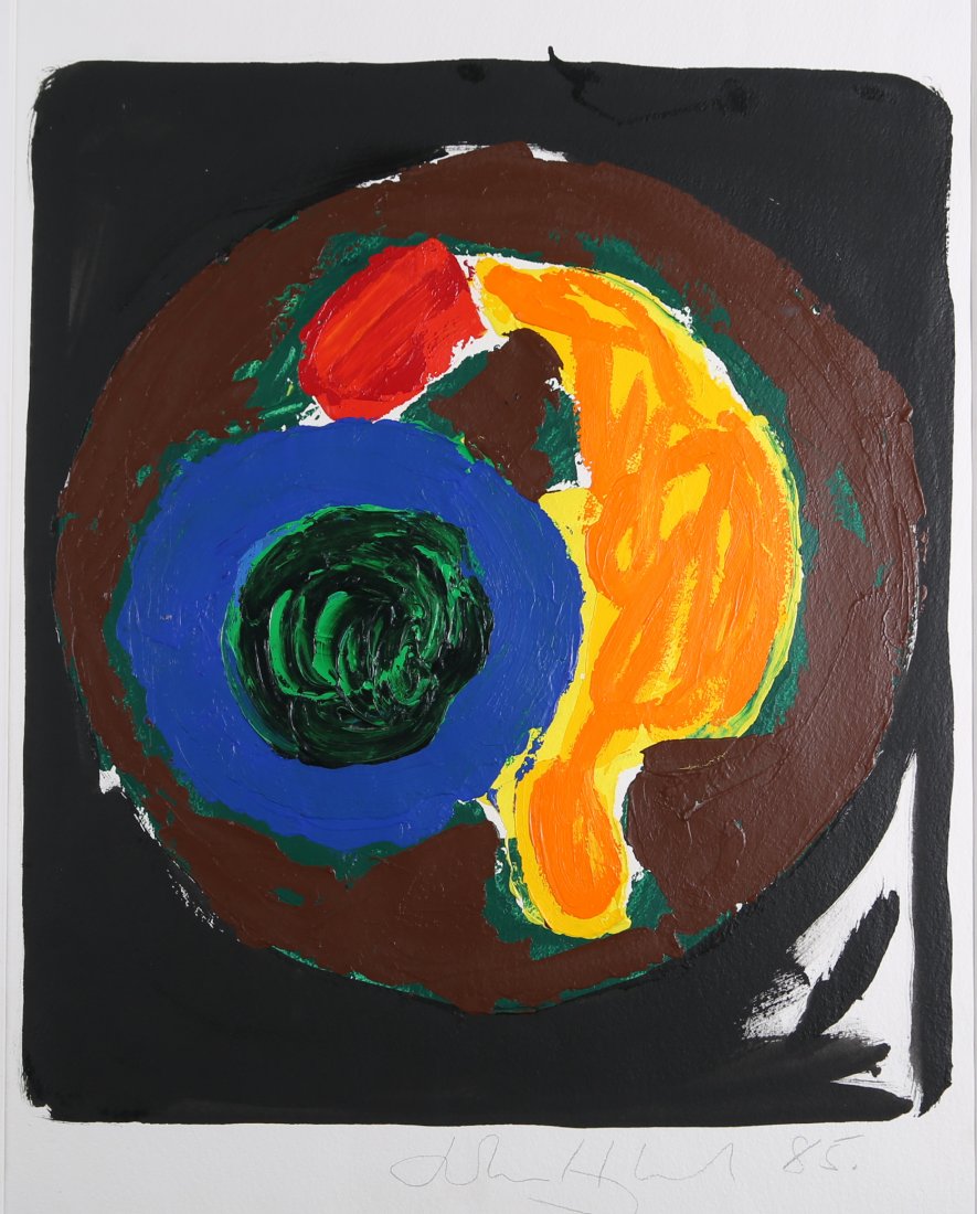 John Hoyland - Original Acrylic - Untitled: Acrylic on paper done in 1985. Signed and dated along bottom edge by Hoyland. Sheet size is 30 x 22 inches. Provenance Waddington Galleries and Bonhams and Butterfields, October 2006.