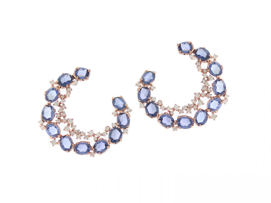 14kt Gold Sapphire Earrings: DIAMOND - 0.76 CT / SAP - 7.80 CT14K GOLD - 6.88 GM