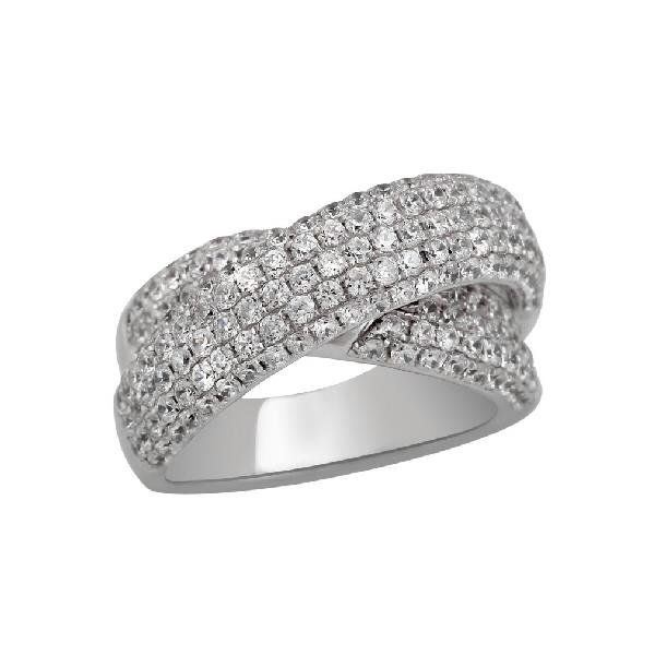 18Kt Gold 2.11 Ct Diamond Modern Band Ring: 18KW- 10.09g@D- 179p/2.11c