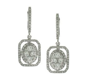 18kt Gold 1.24 Kt Diamond Earrings: 1.24 carats of diamonds are set in 4.29 grams of 18kt white gold in these stunner earrings.