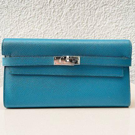 HERMES Hermes Kelly Longue Blue Epsom Leather Palladium (1 of 7)