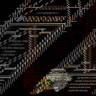 Great Gatsby Swinging 1920's American Art Deco Cocktail Metal Wall Art: Title: Great Gatsby Swinging 1920's American Art Deco Cocktail Metal Wall Art Description: ★ Approx Size 8”x 6” (Inches) 200 x 150 (mm). ★ O