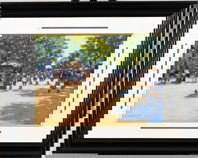 John Mackie Original Framed Pastel Painting: Title: John Mackie Original Framed Pastel Painting Description:  7378 - Framed original pastel painting by the artist John Mackie depicting a very colourful al fresco French scene. Bea