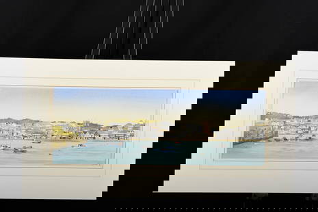 John Chisnall Original Painting: Title: John Chisnall Original Painting Description:  5454 - A very finely executed original watercolour by the English artist John Chisnall. Title "Harbour View I, St Ives" mounted in