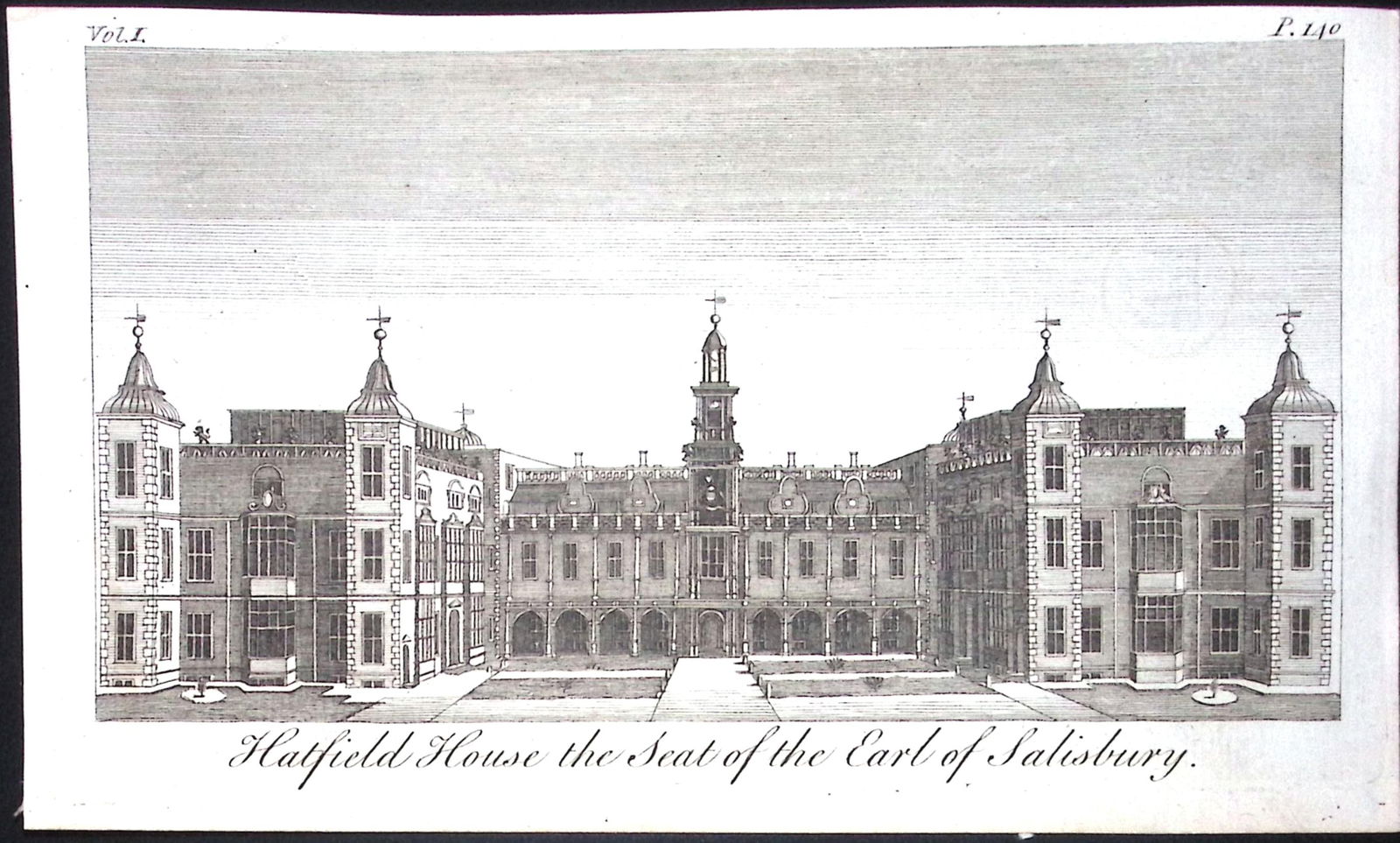 Herts Hatfield House Rare Georgian Copper Antique 1776 Engraving-151.: Title: Herts Hatfield House Rare Georgian Copper Antique 1776 Engraving-151. Description: This Nearly 250-Year-Old Antique Piece Was Removed from an Edition of. A N