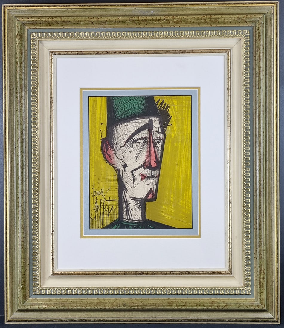 Bernard Buffet (French 1928-1999) Lithograph, Printed By Mourlot, Paris: Title: Bernard Buffet (French 1928-1999) Lithograph, Printed by Mourlot, Paris Description: 2324 - Lithograph printed in colours titled "Le Clown Jojo" by the late French artist Bernard B