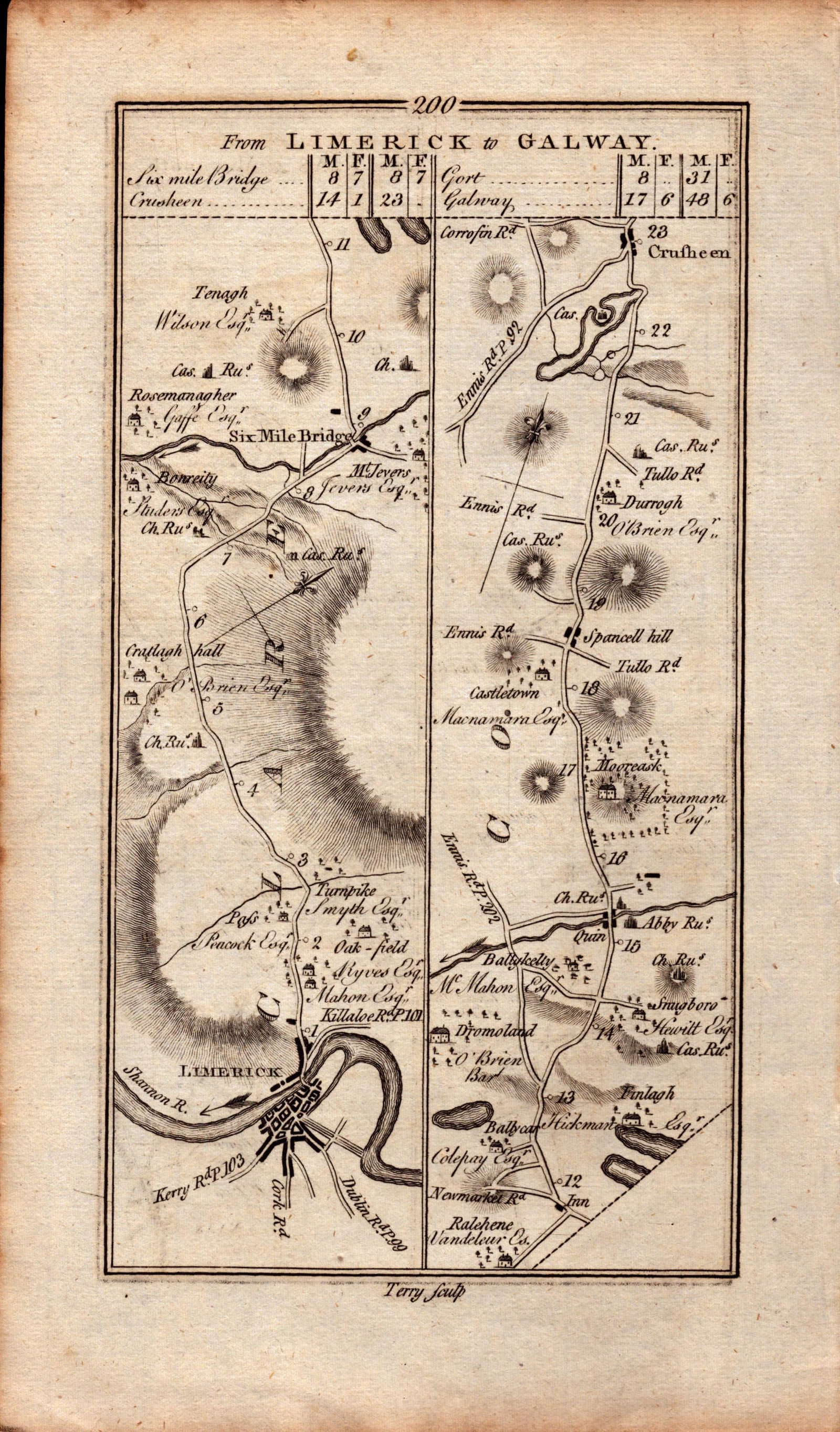 Ireland Rare 1777 Map Naas Kildare Newbridge the Curragh Maynooth Galway.: Title: Ireland Rare 1777 Map Naas Kildare Newbridge the Curragh Maynooth Galway. Description: This Rare Irish Road Map Has Been Removed from a First Edition Copy of.