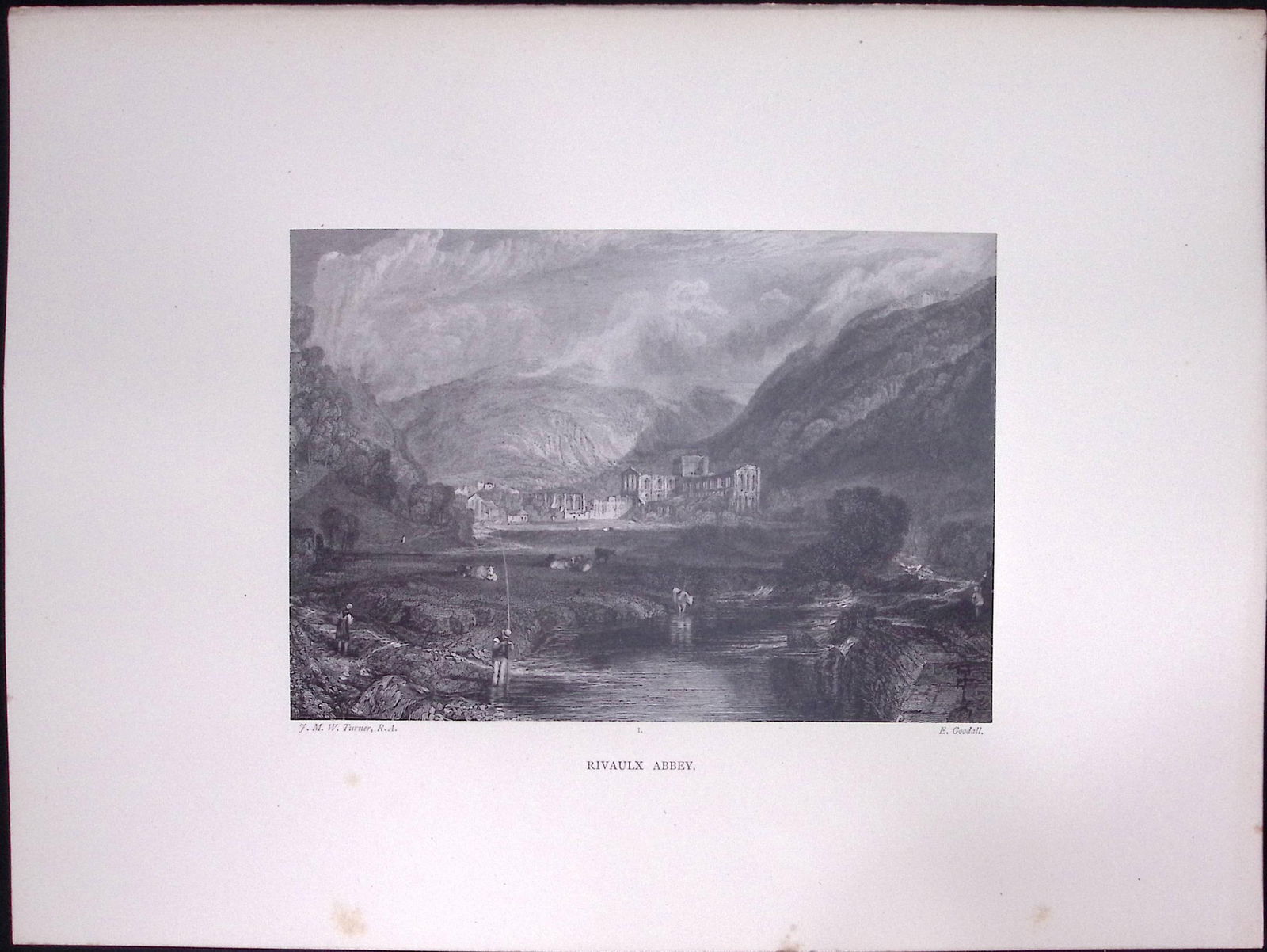 J.M.W Turner Rare “Rivaulx Abbey Yorkshire” 1873 Picturesque Views in England-41 (1 of 2)