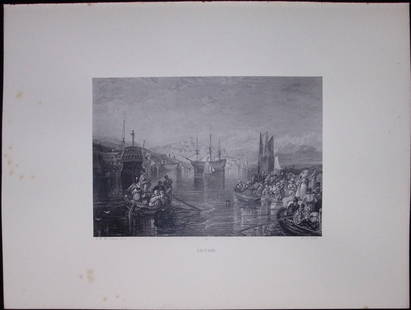 J.M.W Turner Rare “Saltash Cornwall” 1873 Picturesque Views in England-12: Title: J.M.W Turner Rare &#8220;Saltash Cornwall&#8221; 1873 Picturesque Views in England-12 Description:  This Antique Was Removed from a 152 Years-Old Edition Of.