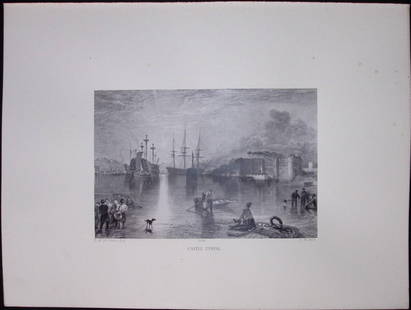 J.M.W Turner Rare “Upnor Castle Kent” 1873 Picturesque Views in England-21: Title: J.M.W Turner Rare &#8220;Upnor Castle Kent&#8221; 1873 Picturesque Views in England-21 Description:  This Antique Was Removed from a 152 Years-Old Edition Of.