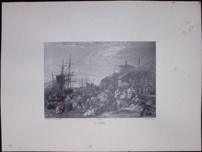J.M.W Turner Rare “St Mawes Cornwall” 1873 Picturesque Views in England-10: Title: J.M.W Turner Rare &#8220;St Mawes Cornwall&#8221; 1873 Picturesque Views in England-10 Description:  J.M.W Turner Rare &#8220;St Mawes Cornwall&#8221; 1873 Picturesque Views in