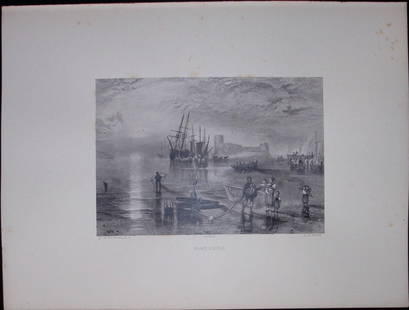 J.M.W Turner Rare “Flint Castle Wales” 1873 Picturesque Views in England-15: Title: J.M.W Turner Rare &#8220;Flint Castle Wales&#8221; 1873 Picturesque Views in England-15 Description:  This Antique Was Removed from a 152 Years-Old Edition Of.