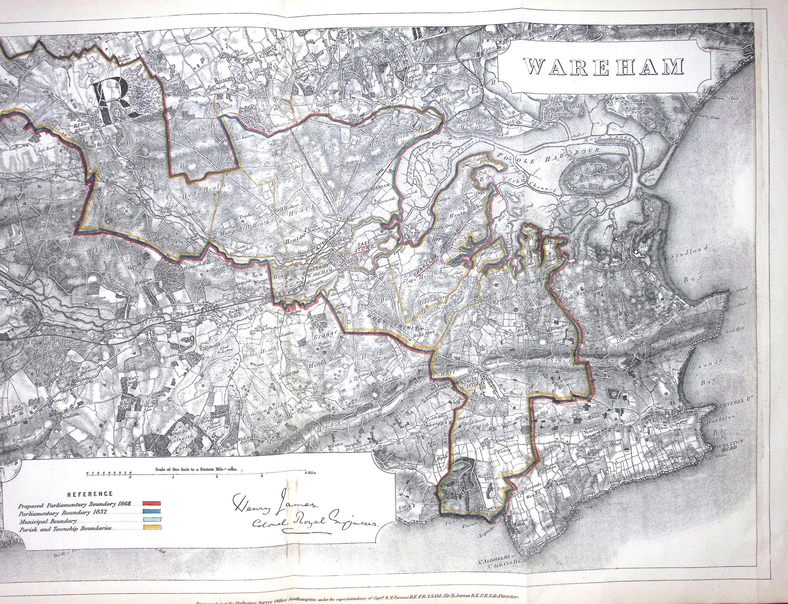 Wareham Dorset Boundary Commission 157-Year-Old Large Antique Map. (1 of 2)