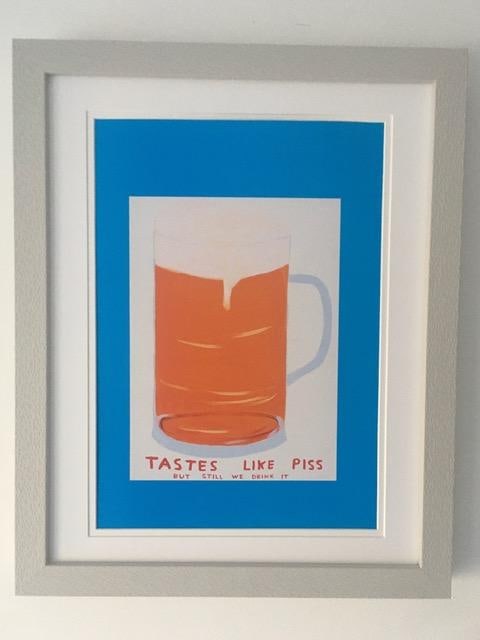 David Shrigley OBE (b 1968) ‘It Tastes Like P***'’ Offset Lithograph, Mini Series Framed: Title: David Shrigley OBE (b 1968) ‘It Tastes Like P***'’ Offset Lithograph, Mini Series Framed, Edition, 2 Description: David Shrigley OBE (b 1968) ‘It Tastes like