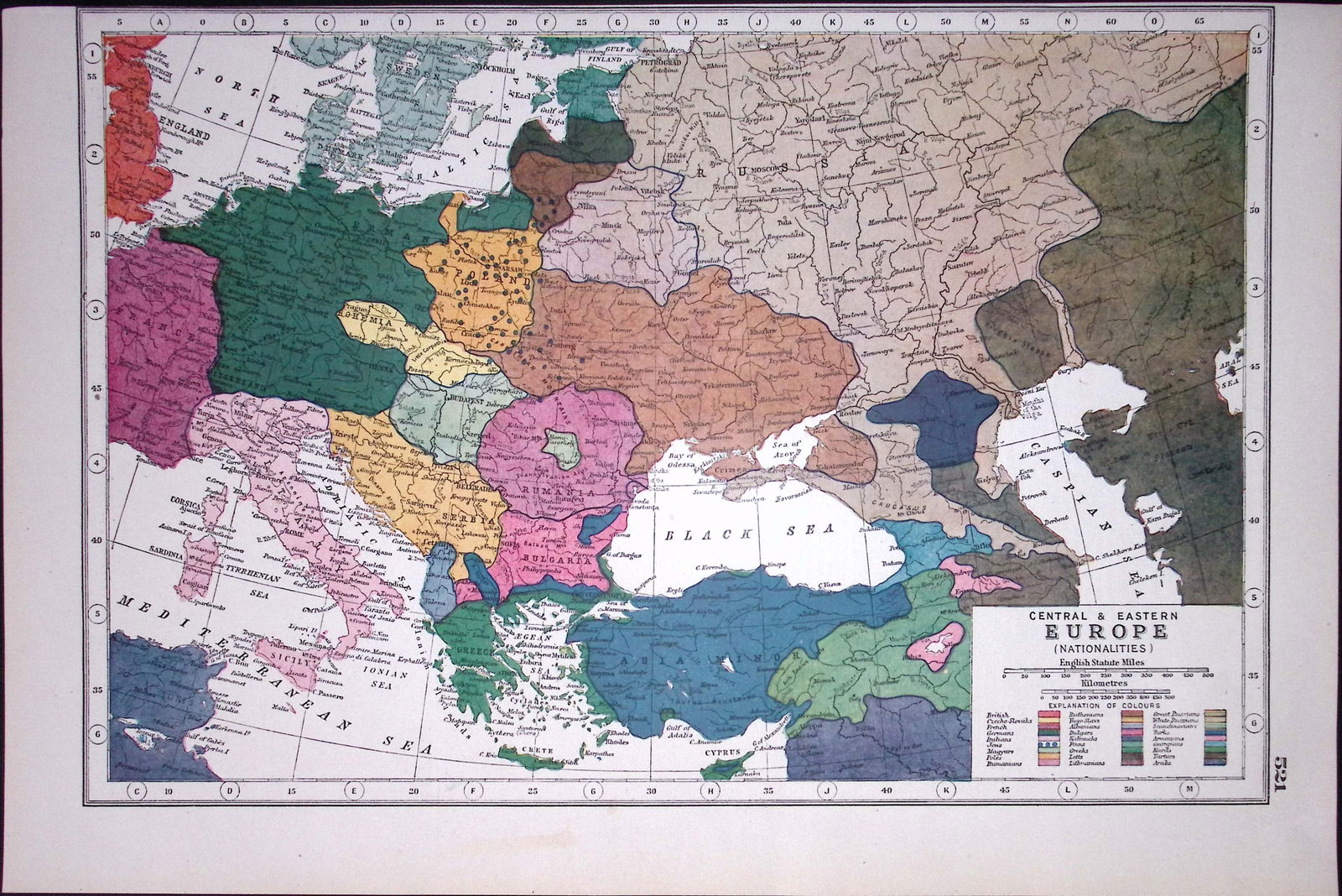 WW1 Central & Eastern Europe Nationalities Coloured Antique Map (1 of 2)