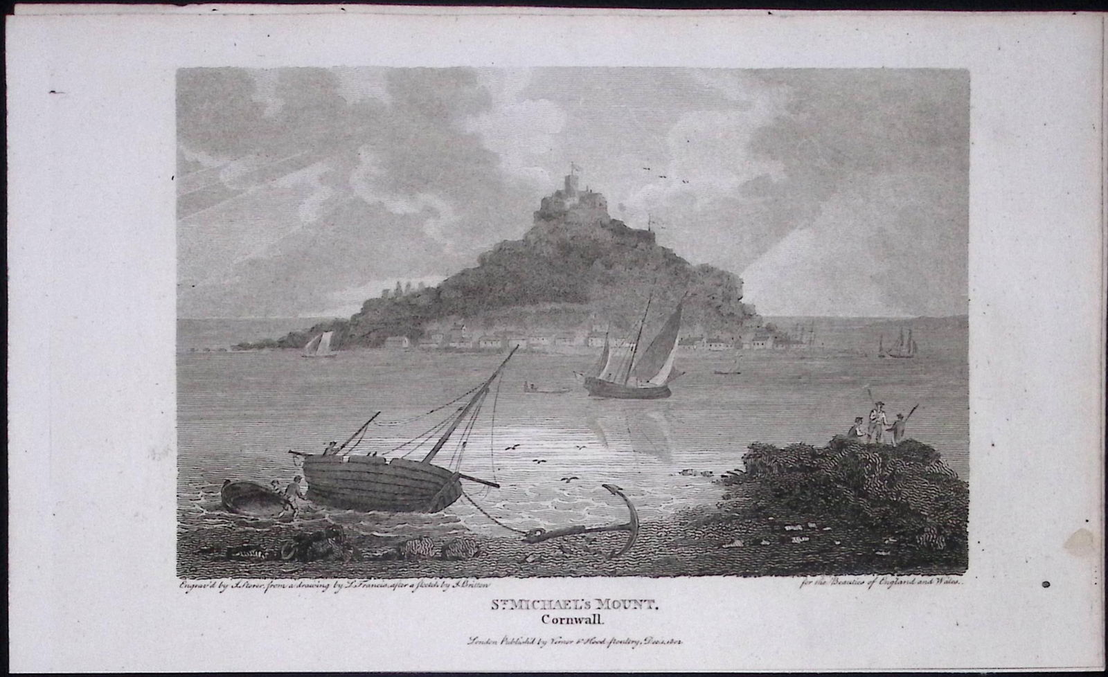 St Michaels Mount Cornwall Antique 224 Years-Old Steel-Engraving-78 (1 of 2)