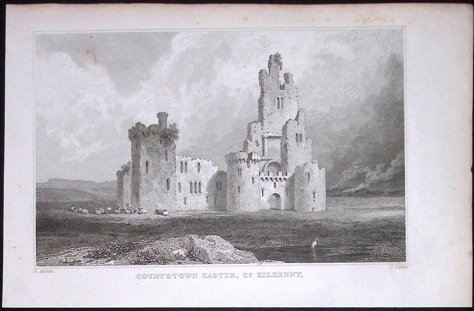Kilkenny Courtstown Castle194 Years Old Antique Steel Engraving-18 (1 of 1)