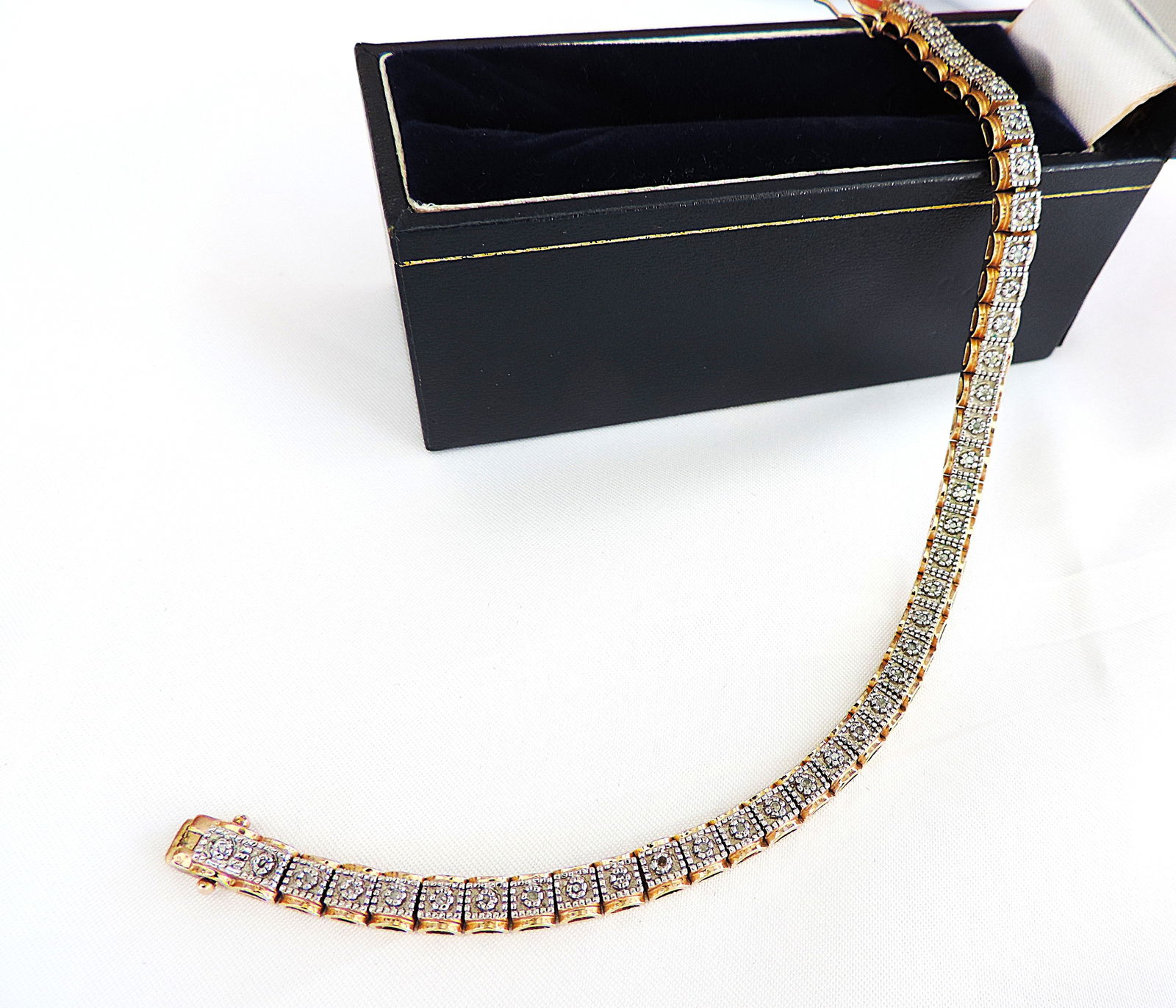 Gold On Sterling Silver Diamond Bracelet With Gift Box (1 of 8)