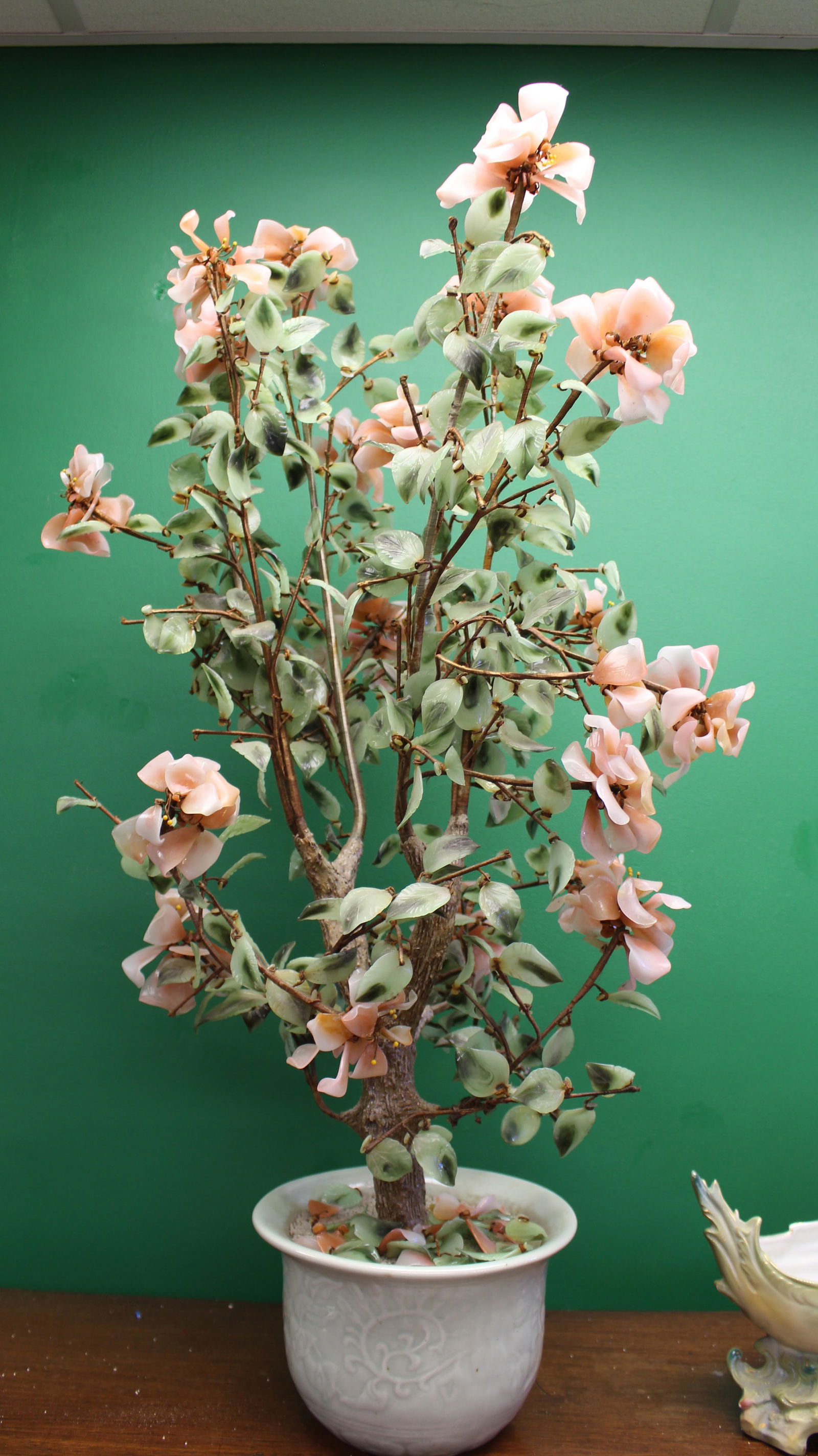 Large Chinese Jade Tree In Glazed Pot, C. Mid-20th Century (1 of 2)