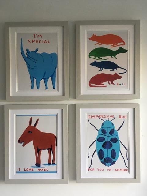 David Shrigley OBE (b 1968) ‘I Love Assess’ 4 Offset Lithographs, Mini Series, Framed, E: Title: David Shrigley OBE (b 1968) ‘I Love Assess’ 4 Offset Lithographs, Mini Series, Framed, Edition, 2022 Description: David Shrigley OBE (b 1968) ‘I Lo