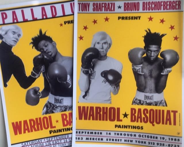 Basquiat, Andy Warhol (b 1928-87) Two ‘Four Hands’ Retro Bill Board Exhibition Offset Li: Title: Basquiat, Andy Warhol (b 1928-87) Two ‘Four Hands’ Retro Bill Board Exhibition Offset Lithographs Description: Basquiat, Andy Warhol (b 1928-87) Two R