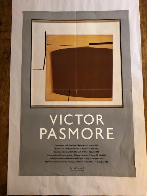 Victor Pasmore 1980 Exhibition Poster: Title: Victor Pasmore 1980 Exhibition Poster Description: Victor Pasmore. 1980 Touring Exhibition Poster published by The Arts Council of Great Britain. 76 x