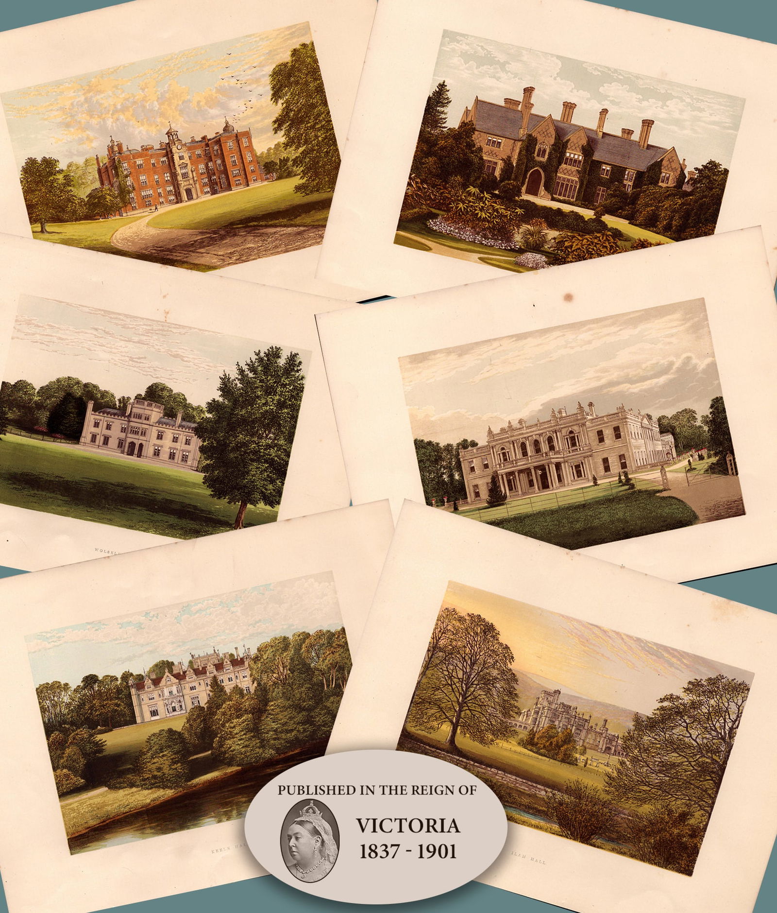 Staffordshire 150 Years-Old Job lot Gilt-Edge Coloured Victorian Antique Book Plates.: Title: Staffordshire 150 Years-Old Job lot Gilt-Edge Coloured Victorian Antique Book Plates. Description: This Collection of 6 Stunning Gilt-Edged Colour Plate illustrated by Alexand