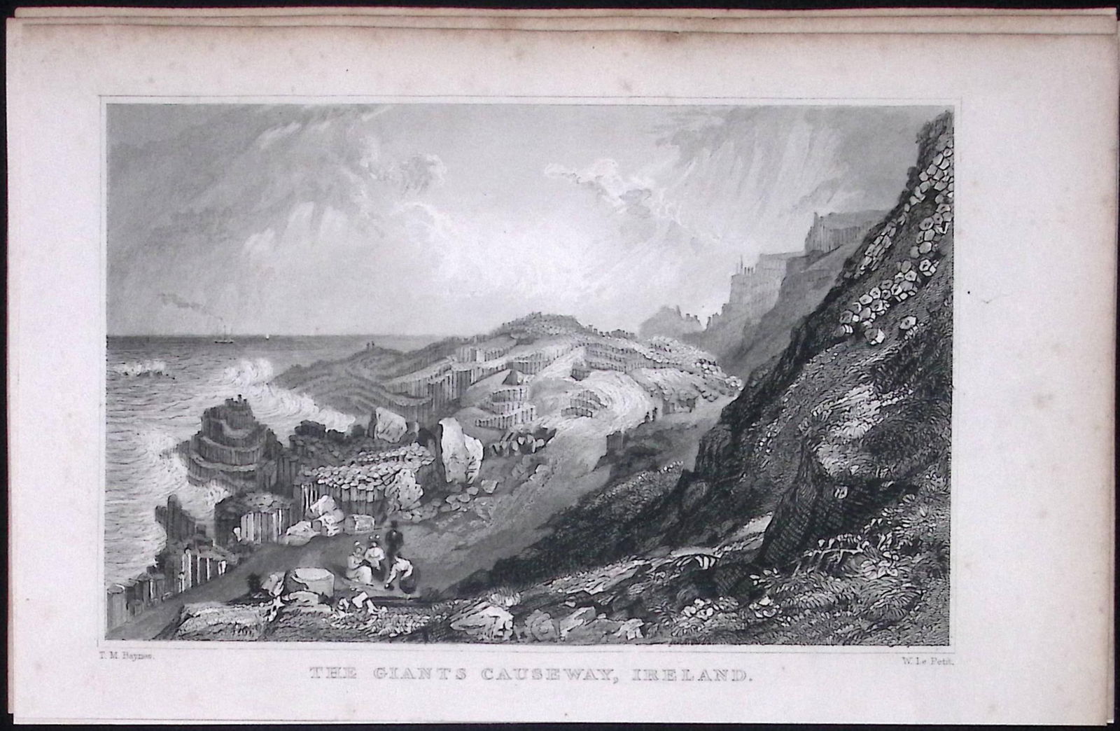 Ireland The Giant Causeway 194 Years Old Antique Steel Engraving-8 (1 of 1)