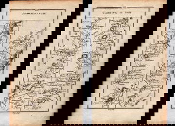 Ireland Rare 1778 Antique 245 Yr-Old Road Map Kildare Naas Carlow Dublin Cork.