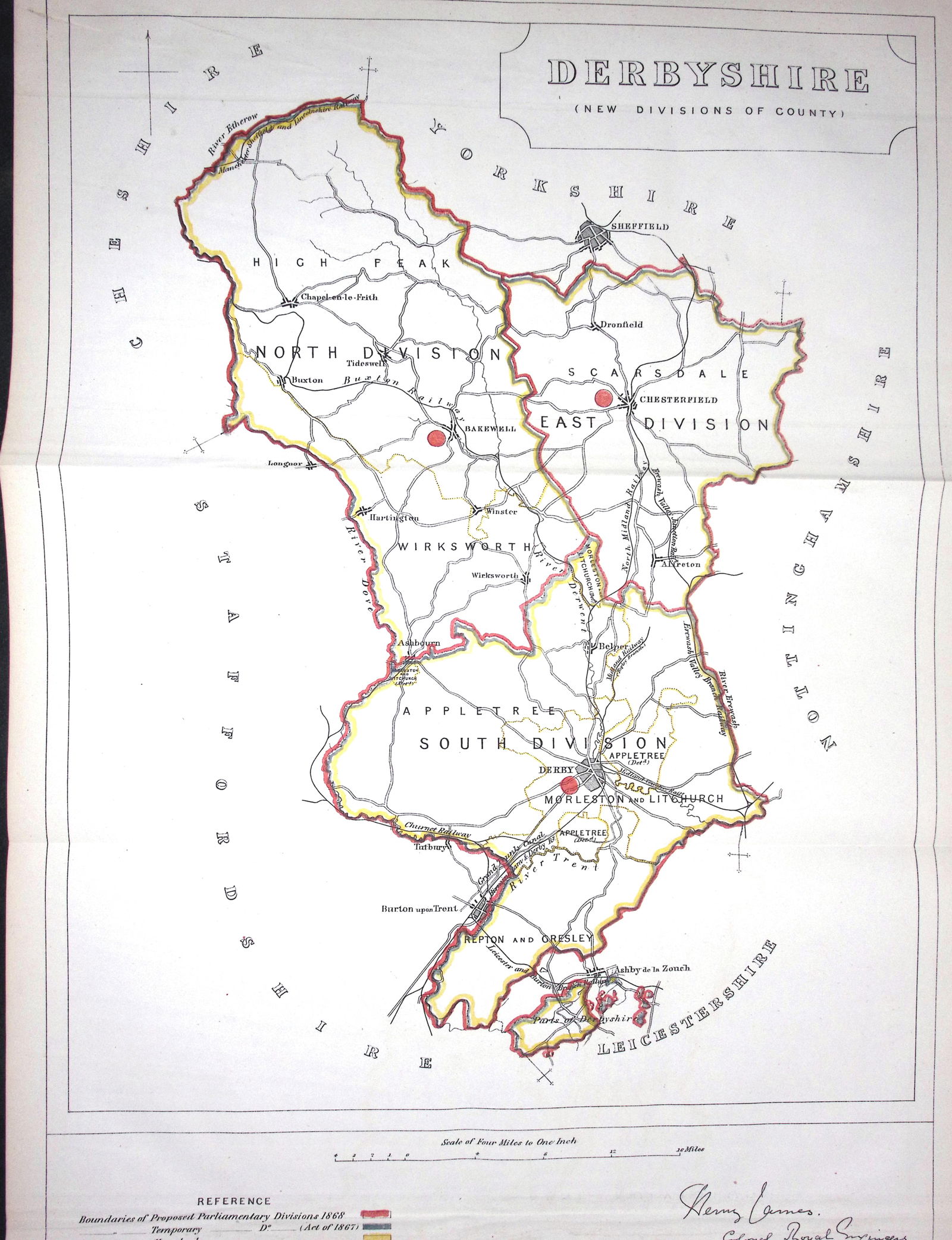 Derbyshire Boundary Commission 157-Year-Old Large Coloured Antique Map.: Title: Derbyshire Boundary Commission 157-Year-Old Large Coloured Antique Map. Description: Report for England and Wales Published in 1868 During the Reign of Queen Victoria.