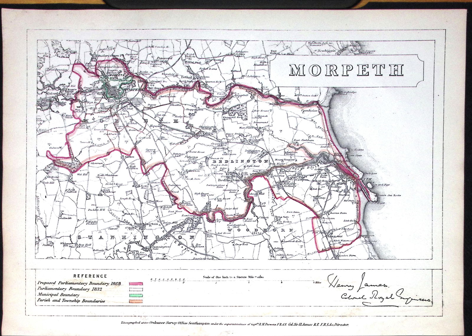 Morpeth Northumberland Boundary Commission 157-Year-Old Antique Map. (1 of 2)