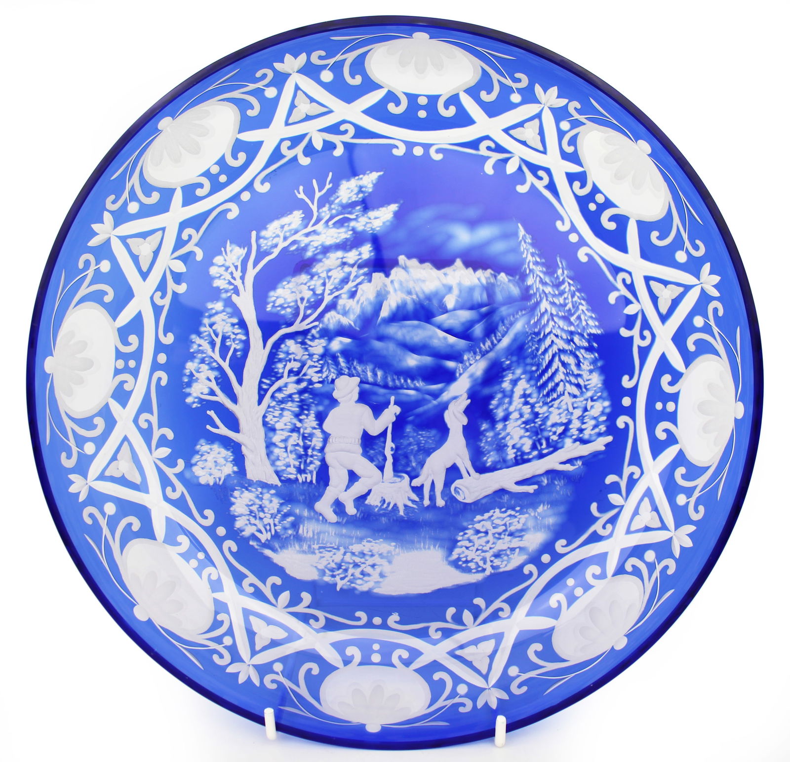 Blue Bohemian Overlay Cut Crystal Charger (1 of 5)