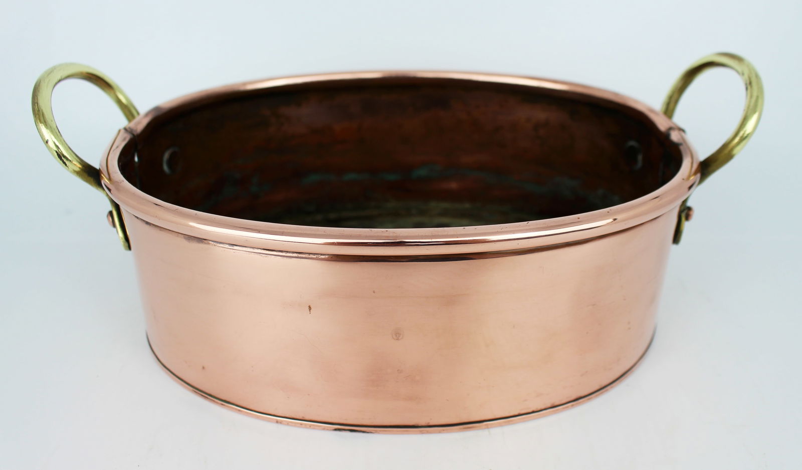 Copper and Brass Handled Oval Pot Planter c.1900 (1 of 7)