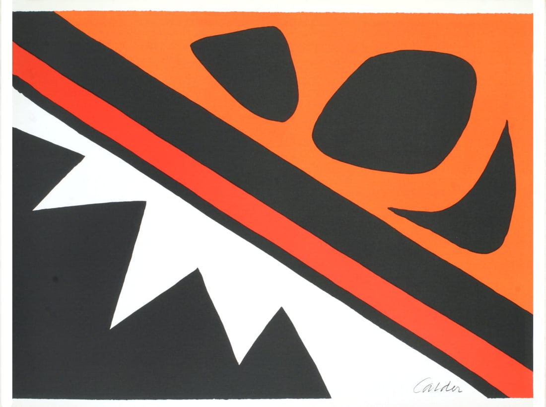 Alexander Calder 'La Grenouille et la Scie' 1974 No text: Title: Alexander Calder 'La Grenouille et la Scie' 1974 No text Description: Alexander Calder. La ````Grenouille et la Scie (The Frog and the Saw). signed in plate. 1974 23.75 x 32 in. n