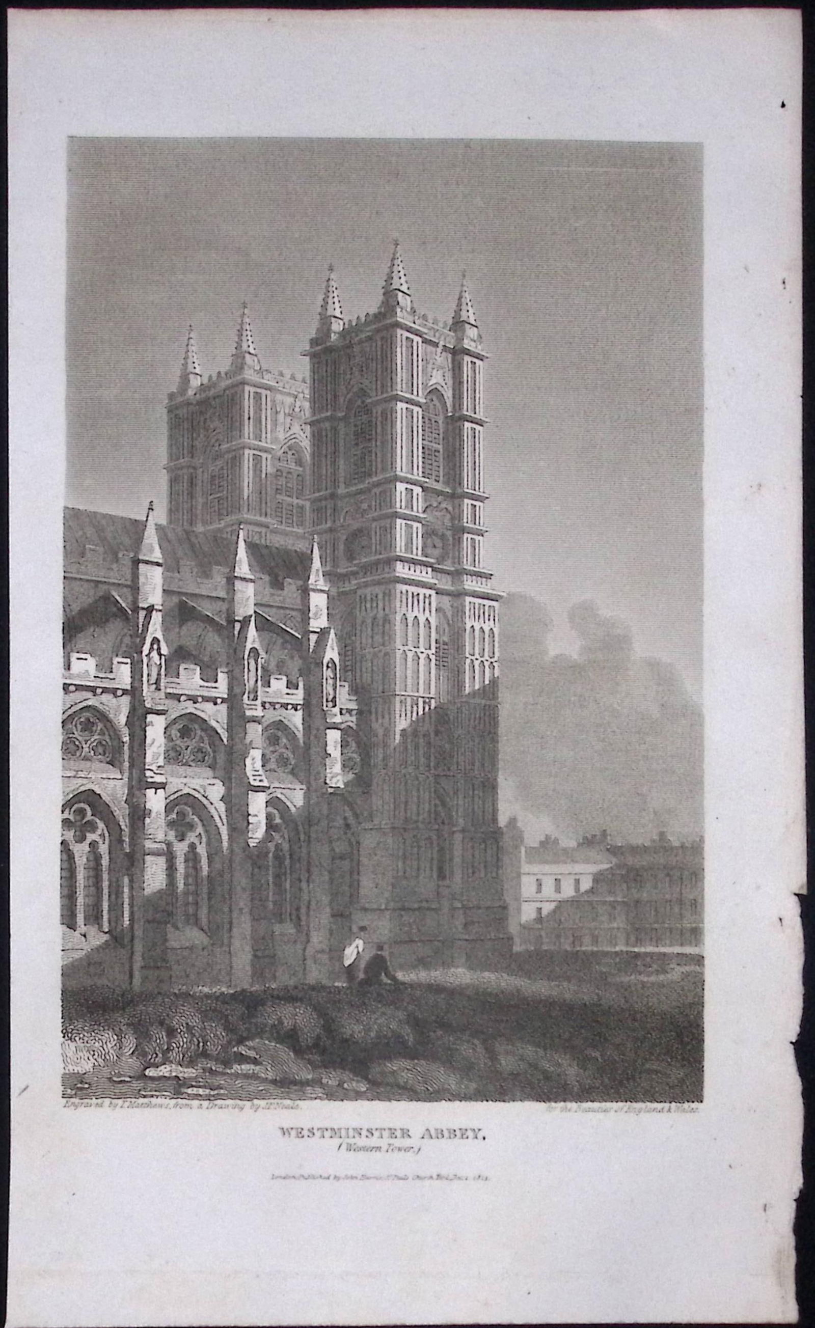 Westminster Abbey London Antique 200 Years-Old Steel-Engraving-82 (1 of 2)