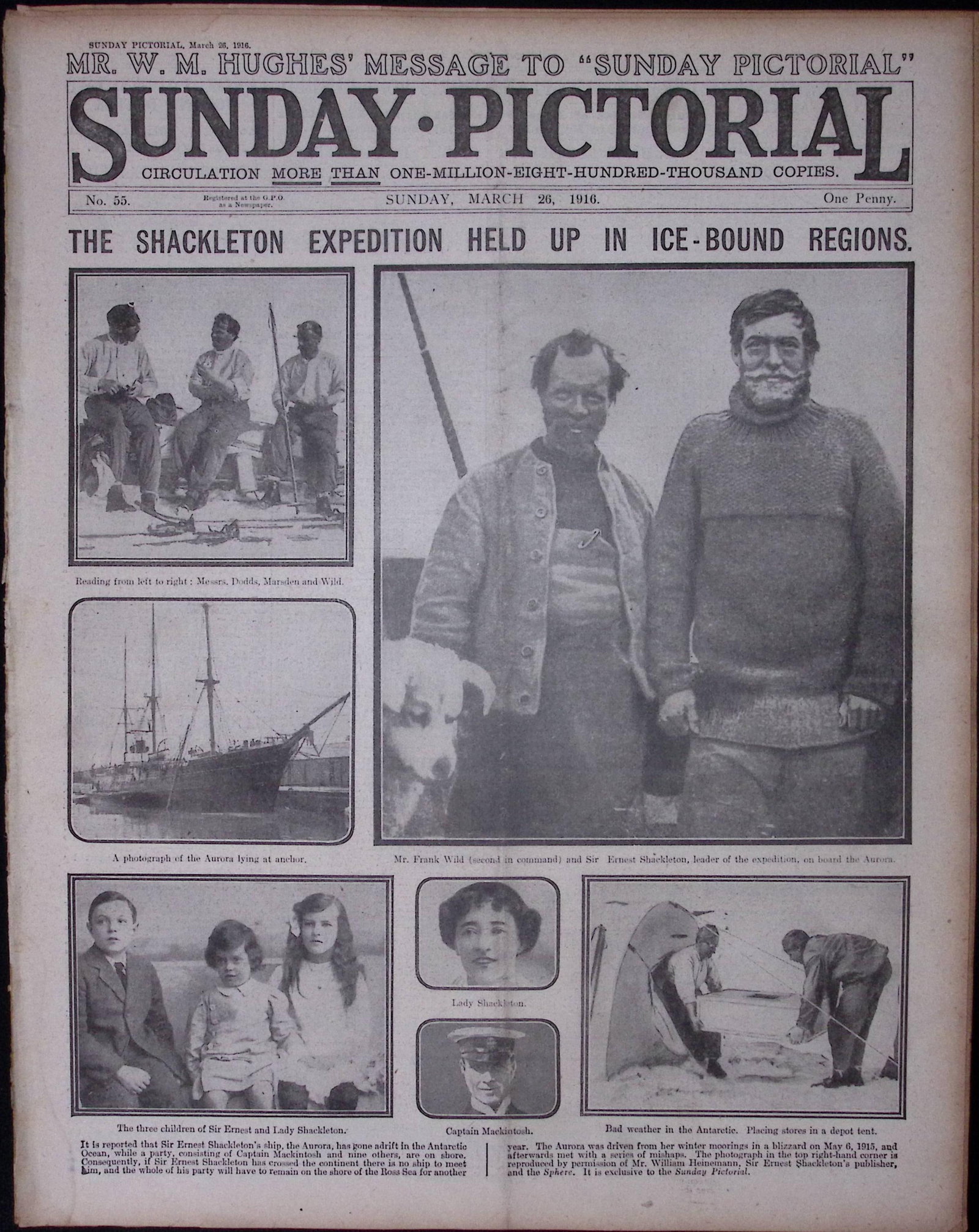 The Shackleton Expedition Reports & Photos Complete Antique 1916 Newspaper.: Title: The Shackleton Expedition Reports & Photos Complete Antique 1916 Newspaper. Description: The Shackleton Expedition Reports & Photos Complete Antique 1916 Newspa