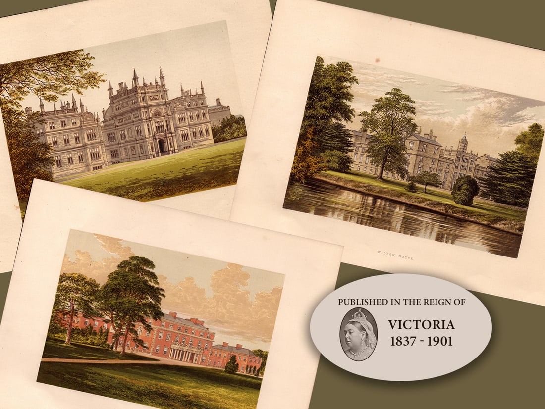 Job lot Gilt-Edge Coloured Victorian Antique Book Plates County of Wiltshire.: Title: Job lot Gilt-Edge Coloured Victorian Antique Book Plates County of Wiltshire. Description: This Collection of 3 Stunning Gilt-Edged Colour Plate il