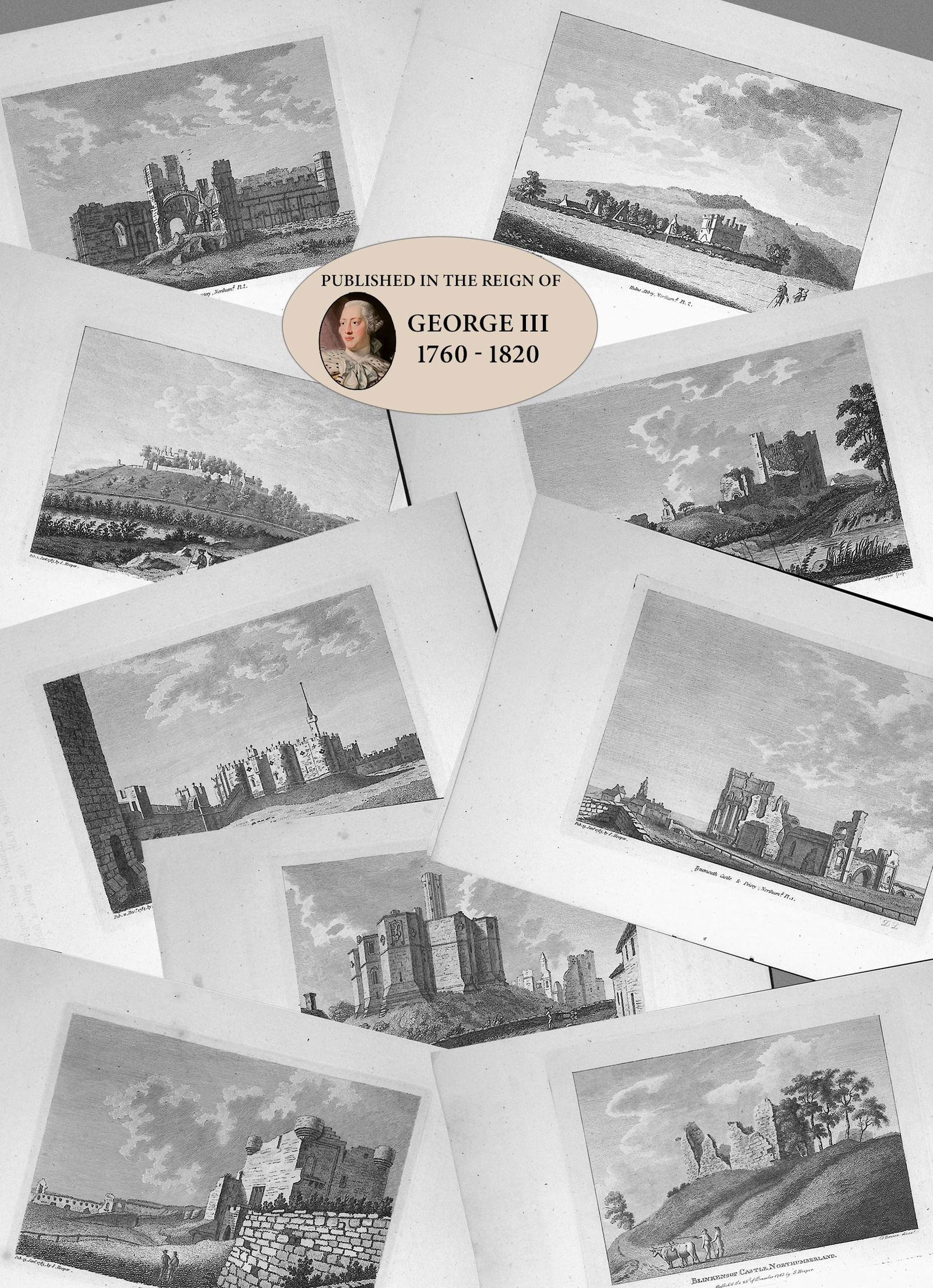 Job Lot Northumberland Francis Grose Antique 230+ Years Old Copper Engravings. (1 of 13)