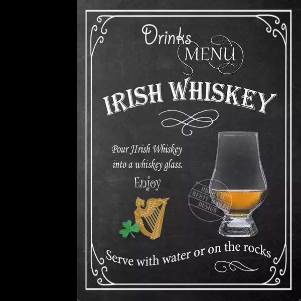 Irish Whiskey Classic Pub Nostalgic Drinks Of The Past & Present Metal Wall Art (1 of 1)