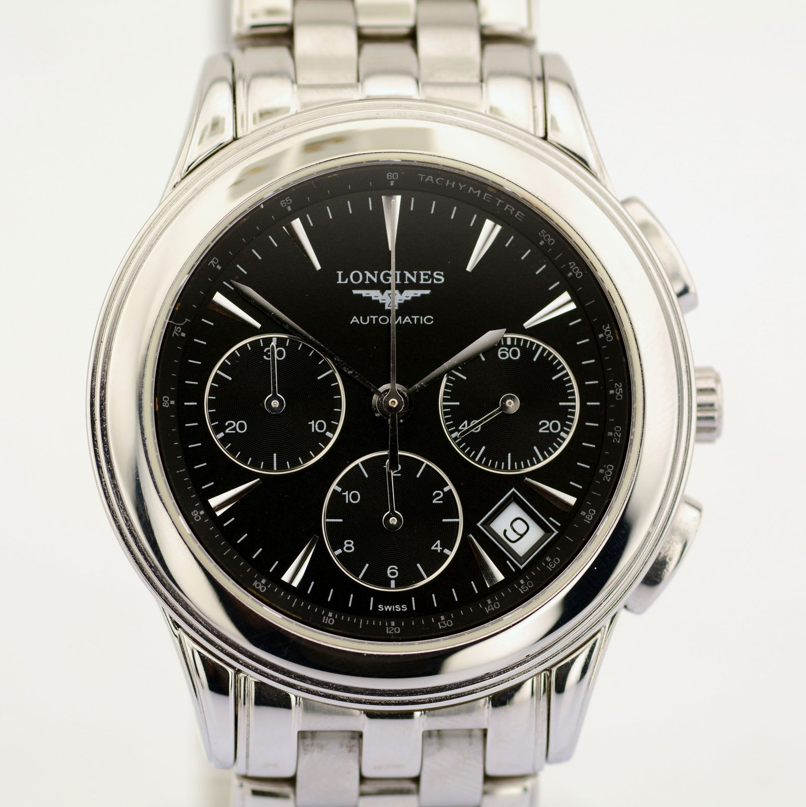 Longines / Flagship Automatic Chronograph Date - Gentlemen's Steel Wristwatch: Title: Longines / Flagship Automatic Chronograph Date - Gentlemen's Steel Wristwatch Description: Brand : Longines Model : Flagship Automatic Chronograph Date