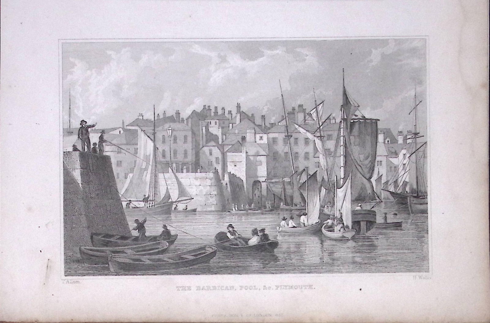 Plymouth The Barbican Pool Devonshire Antique 193 Years-Old Steel-Engraving-11 (1 of 2)