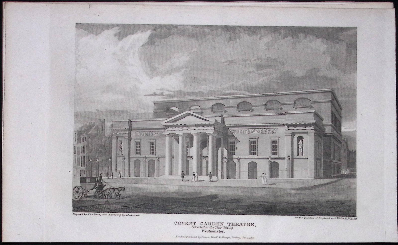 London Covent Garden Theatre Antique 200 Years-Old Steel-Engraving-122 (1 of 2)